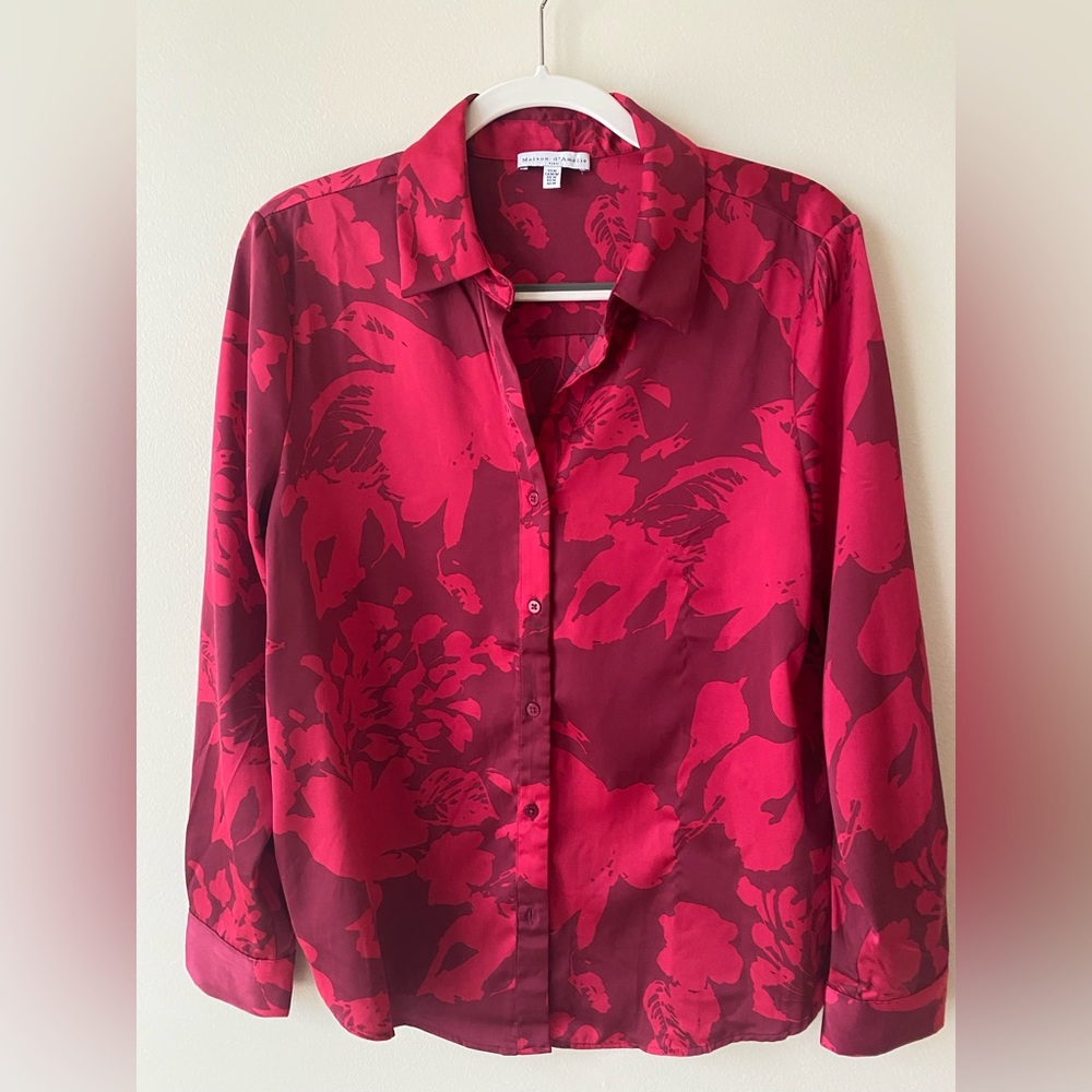 Maison d’Amelie blouse deep red / bright burgundy size medium